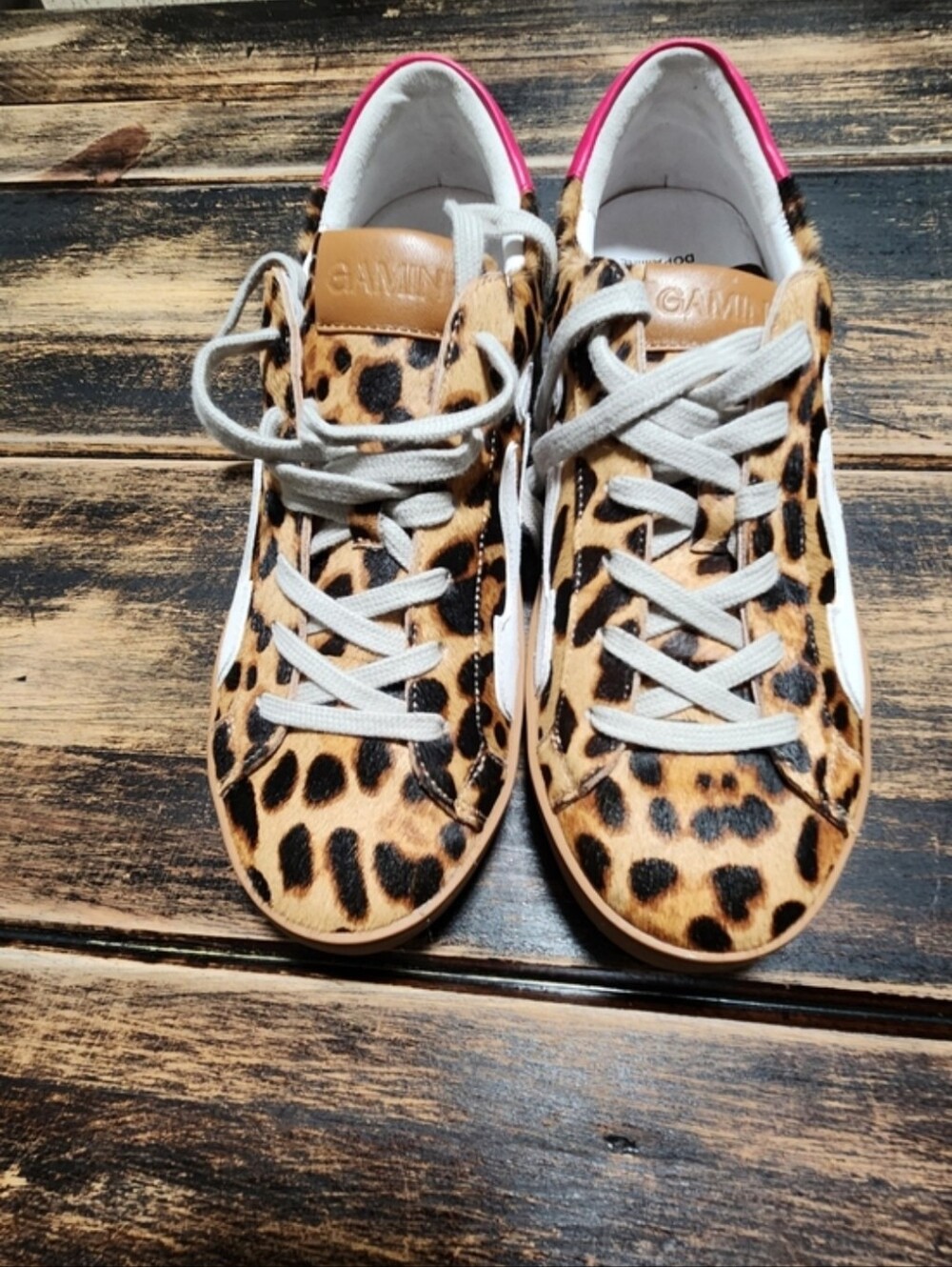 NWOT Anthropologie Gamin Dopamine Leopard Calf Hair Sneakers Size 8